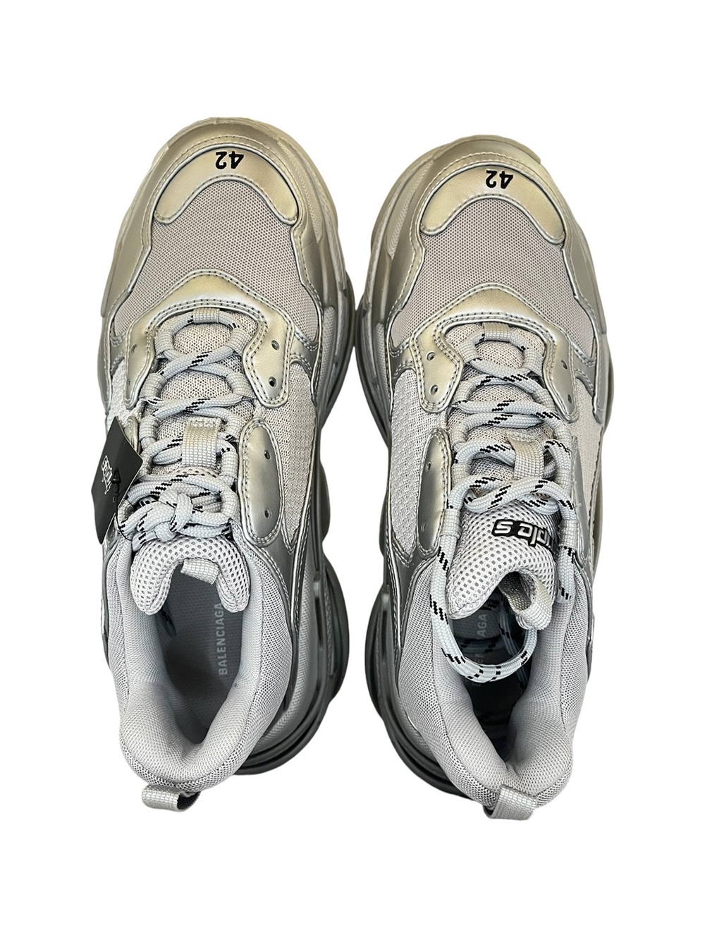 Balenciaga Men's Silver Mesh & Leather Chunky Sneaker - Picture 2 of 4